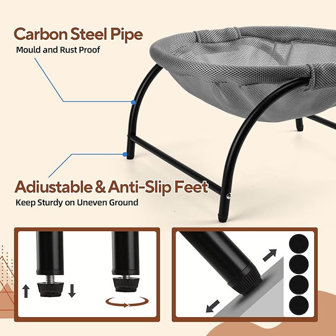 Raised Cat Hammock Bed, Standing Cat Cot with Washable Mesh, Pet Bed for for Kittens, 17.1 x 17 x