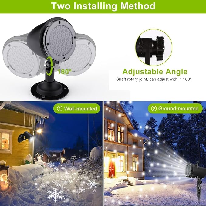 2pcs Snowfall LED Light Projector,FLEVO Outdoor Snowflake Lights Projector,Christmas LED Projector