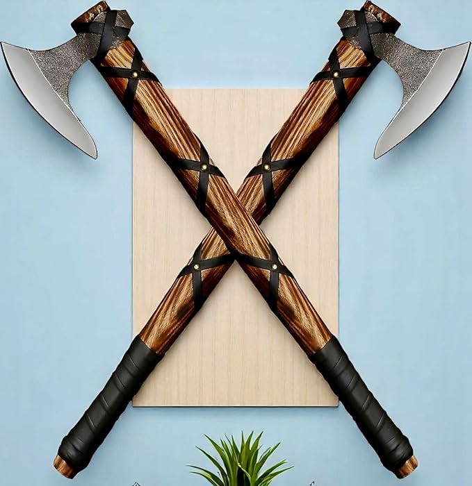 AX-7000 Custom Gift Forged Carbon Steel Viking Axe with Rose Wood Shaft, Viking Bearded Camping Axe