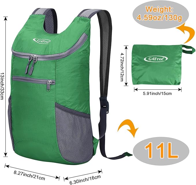 G4Free Lightweight Packable Hiking Backpack for Men Women Small Hiking Daypacks Foldable Shoulder