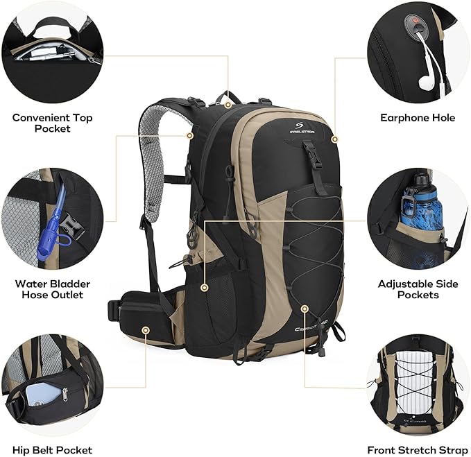 Maelstrom Hiking Backpack,Camping Backpack,40L Waterproof Hiking Daypack with Rain