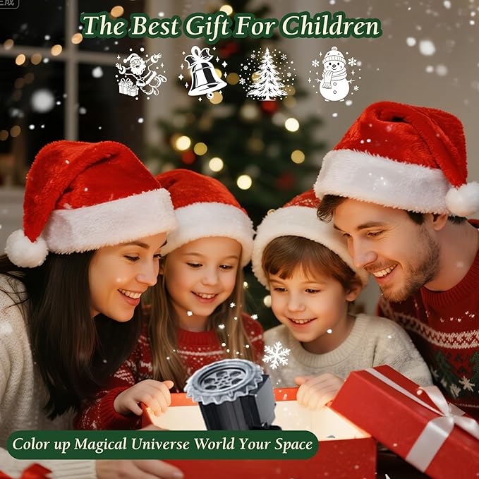 Christmas Projector Light, 3D Dynamic Rotating Christmas Patterns with Santa Snowman, for Outdoor