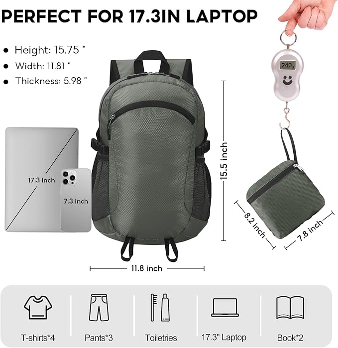 Small Hiking Daypack,15L Waterproof Hiking Backpack Packable Lightweight Travel Day Pack for Women