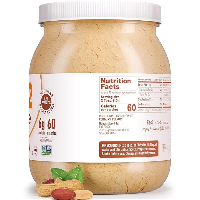 PB2 Pure Peanut Butter Powder - [2 lb/32 oz Jar] - No Added Sugar, No Added Salt, No Added