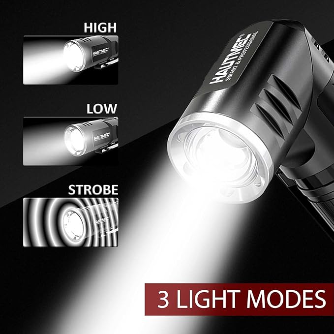 HAUTMEC Rechargeable LED Flashlights 500 High Lumens Super Bright Magnetic Flashlight Waterproof