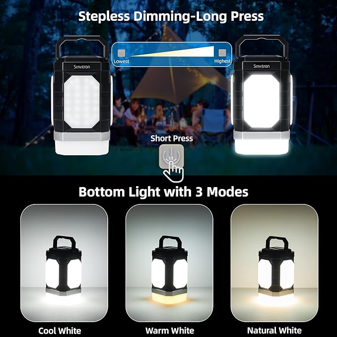 Sinvitron Camping Lantern Rechargeable??0,000mAh Portable Camping Lights, QC3.0 Fast Charging,1000