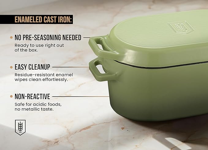 Kook Dutch Oven, for Bread Baking, Sourdough Loaf Pan, Dual Handles, Enameled Cast Iron, with