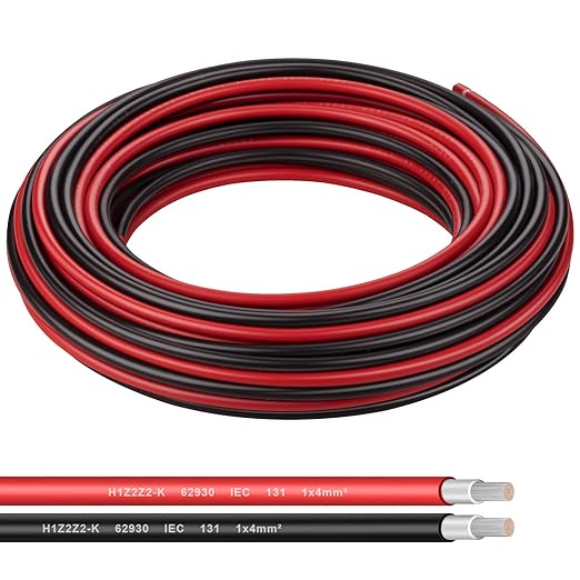 12AWG (4mm²) Tinned Copper PV Extension Cable - Solar Panel Connection Wire for Outdoor RV Marine