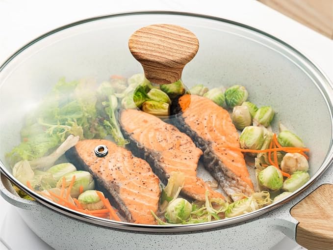 SENSARTE Nonstick Ceramic Saute Pan 12-Inch, 5QT Non-toxic Deep Frying Pan Skillet with Lid