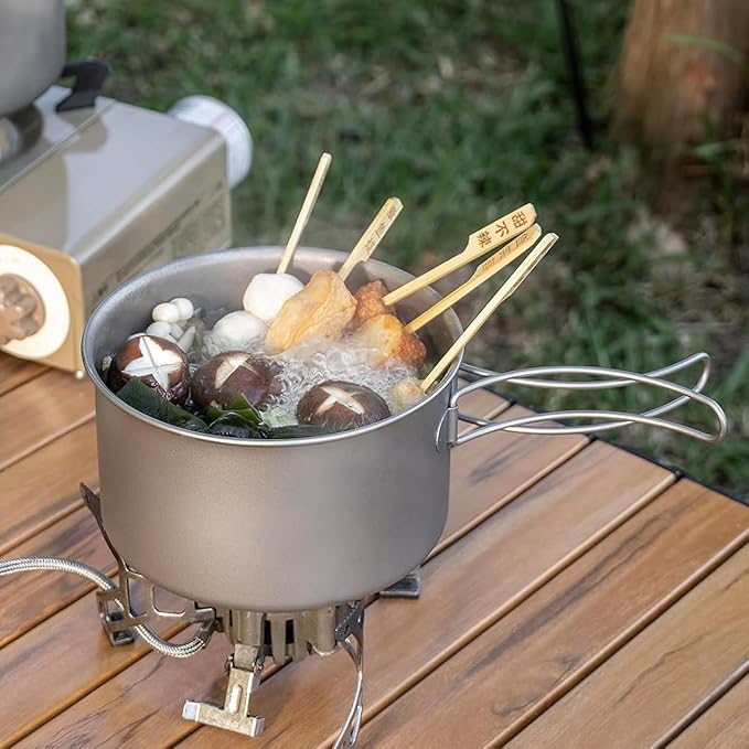 Titanium Pot 900ml & 1100ml & 1600ml Lightweight Camping Cookware for Outdoor Hiking Backpacking