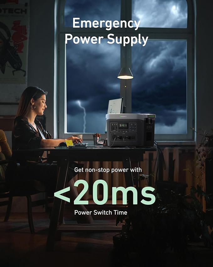 GROWATT Portable Power Station ，INFINITY 2000 Black Electric Solar Generatorï¼?048Wh LifePO4