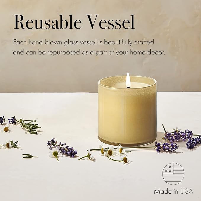 LAFCO New York Classic Candle, Chamomile Lavender - 6.5 oz - 50-Hour Burn Time - Reusable, Hand