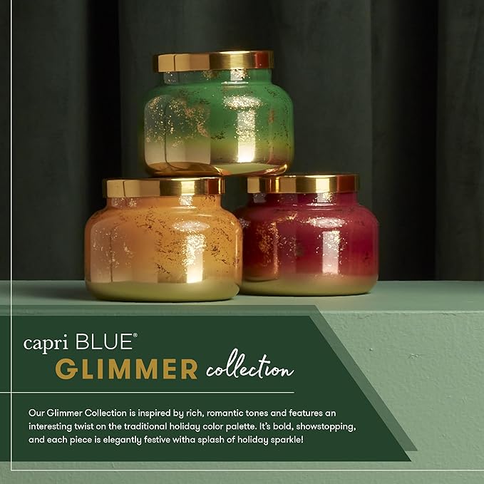 Capri Blue Glimmer Jar Candles - Luxury Holiday Scented Candles for Home - Long Lasting Soy Wax