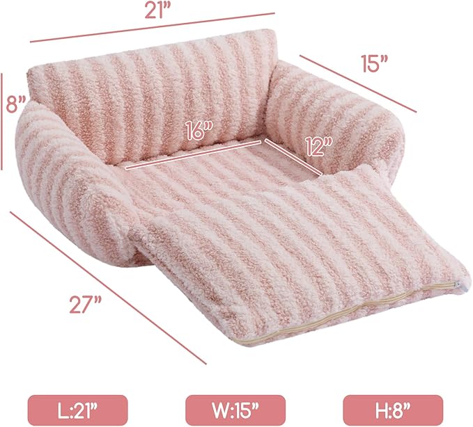 Hollypet Cat Bed Fluffy Plush Mutifuctional Double-Layer Soft Pet Couch Orthopedic Sofa Nest Beds