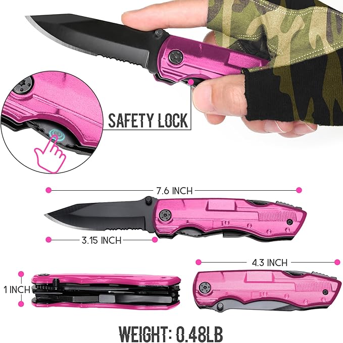 Gifts for Women Wife Girlfriend Her - Mothers Day Gifts, Pin-k Multitool Knife - Christmas Birthday