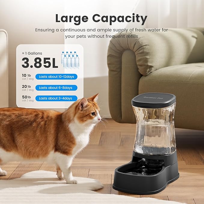 Gardner Pet Automatic Gravity Water Dispenser for Dogs, 1.0Gallon 100% BPA-Free Dog Water Bowl