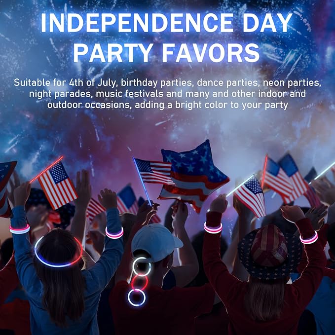 Hanaive 300 Pcs Glow Sticks Bulk 8 Inch Glow in The Dark Party Favors Neon Bracelets and Necklaces