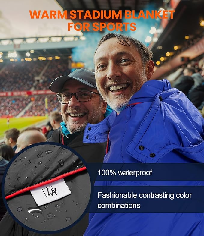 Outdoor Puffy Camping Blanket, Lightweight Down Alternative Puffy Waterproof Stadium Blanket with