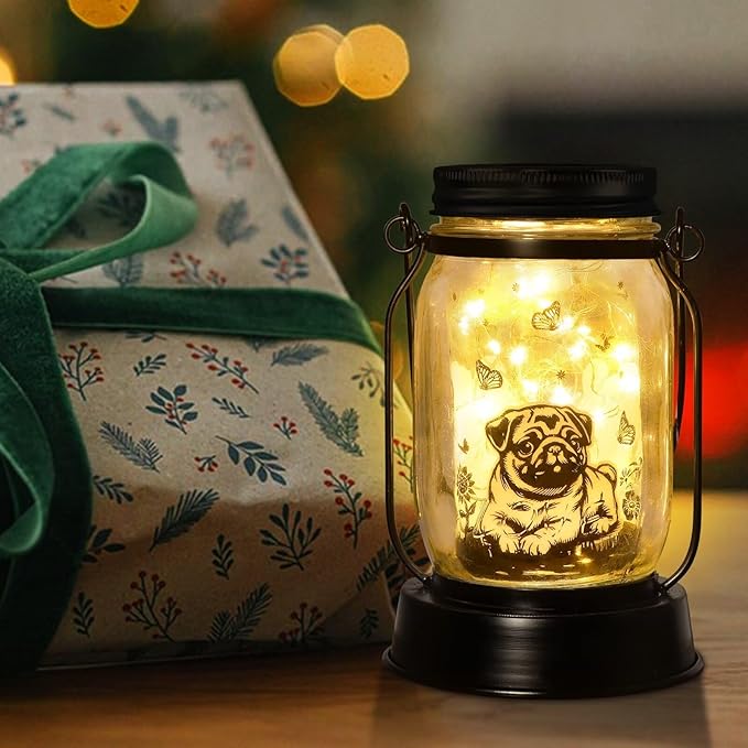 kyoryuger Pug Gifts for Women/Men Pug Solar Lanterns Dog Mom Birthday Dog Lovers Lantern Pet Loss