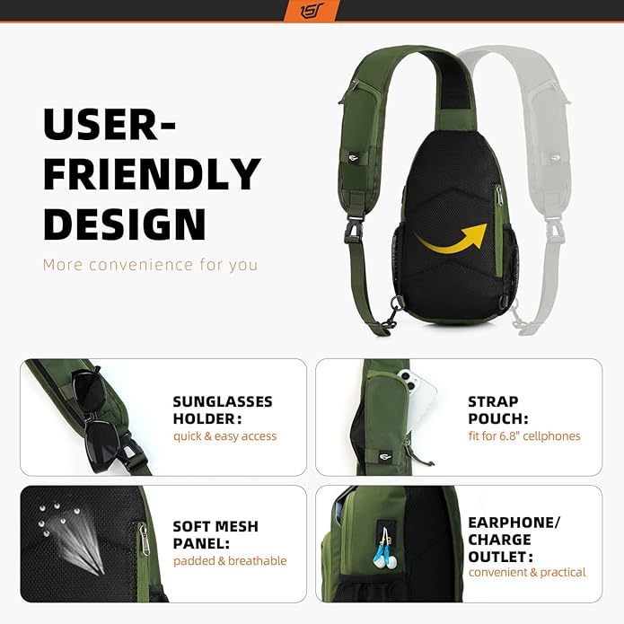 SKYSPER Sling Bag RFID Crossbody Sling Backpack Cross Body Shoulder Bag Travel Hiking Daypack for