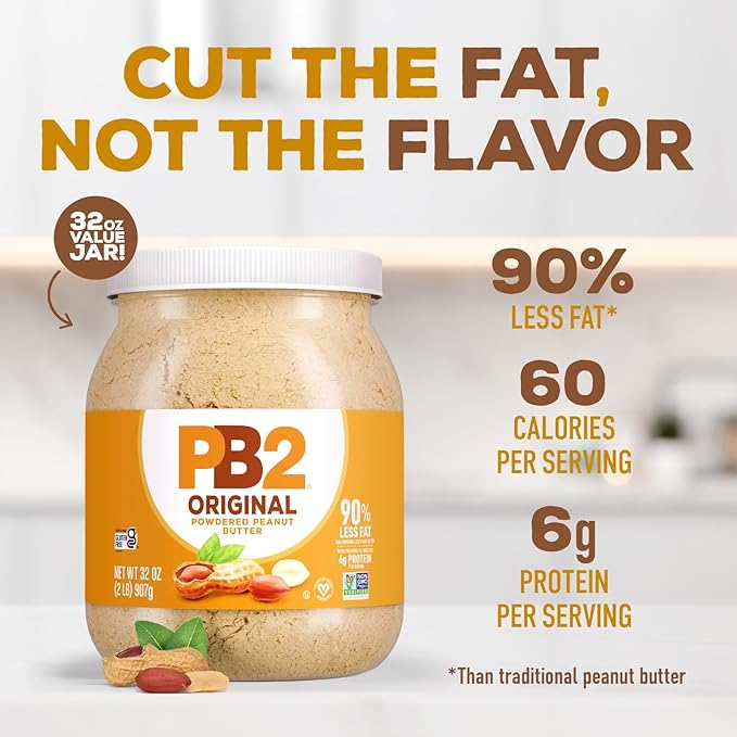 PB2 Powdered Peanut Butter Powder | 2LB Jar | Certified Gluten Free, Low-Carb, Keto Diet Friendly |