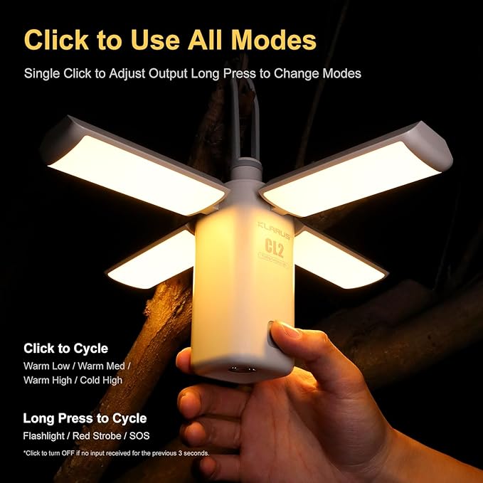 KLARUS CL2 Rechargeable Camping Lantern, 750LM 7 Light Modes Waterproof Foldable Tent Light with