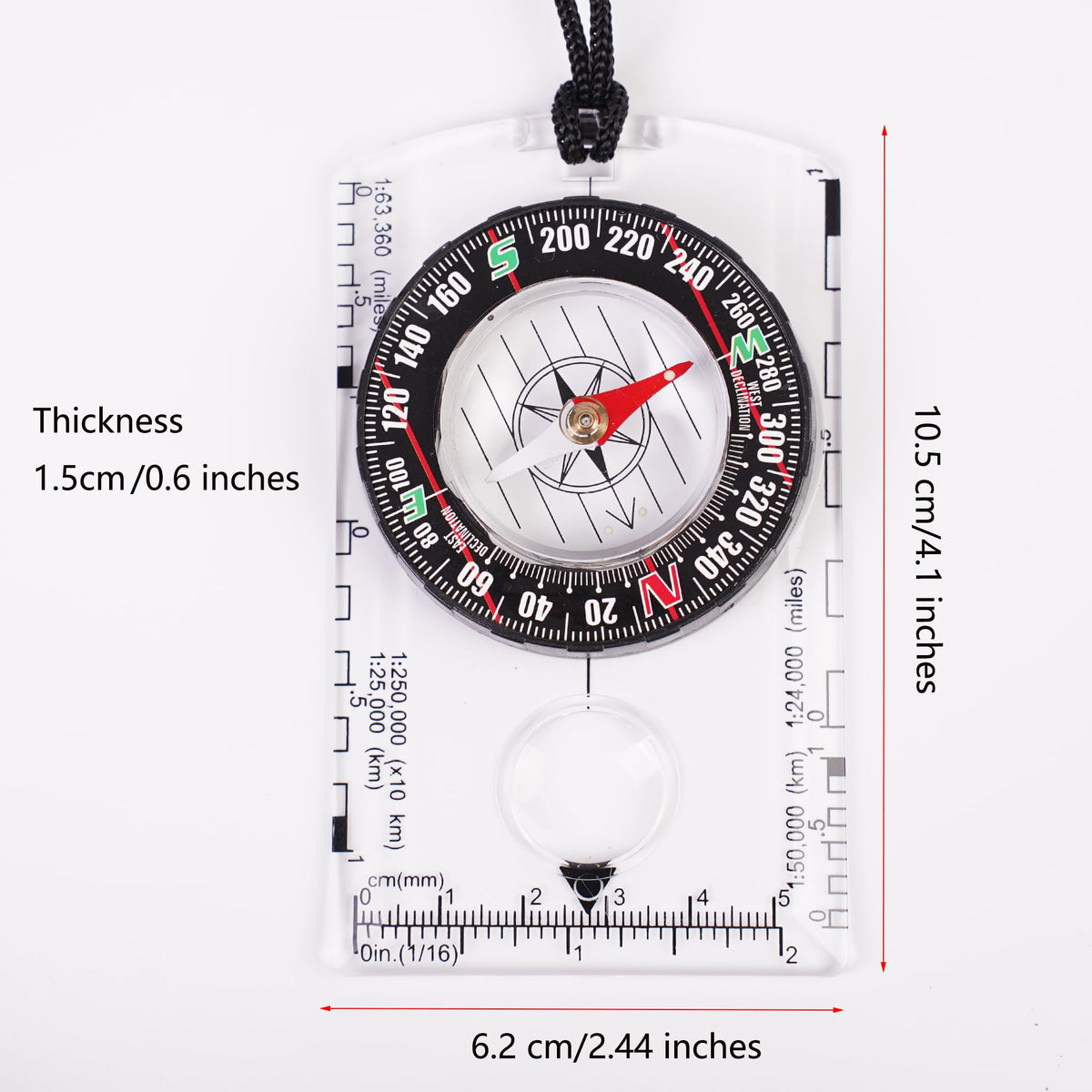 4 Pcs Outdoor Compass with Adjustable Declination,Magnifier,Ruler,Scale. Multifunctional