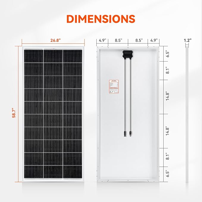 RICH SOLAR 200 Watt 12 Volt 18BB Cell Monocrystalline Solar Panel N-Type Cells High Efficiency