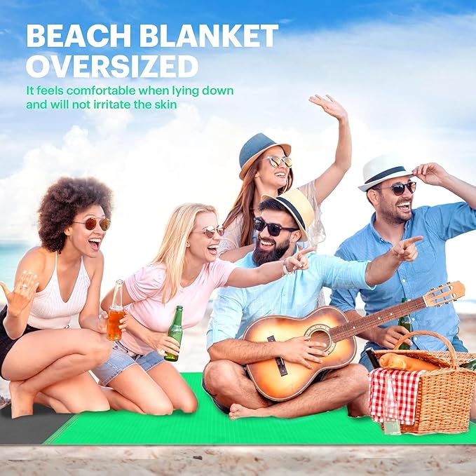 EASYFUN Beach Blanket Sandproof Oversized, 79''×83'' Extra Large Beach Mat, Portable Picnic Mat for