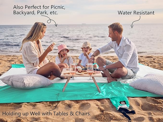 WEKAPO Beach Blanket Sandproof Waterproof, Extra Large Beach Mat, Oversized & Compact Sand Free Mat