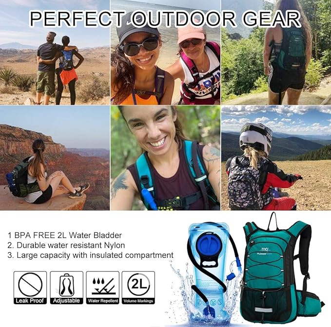 15L Insulated Hydration Backpack Pack with 2L Water Bladder Lightweight Hiking Backpack Bag for