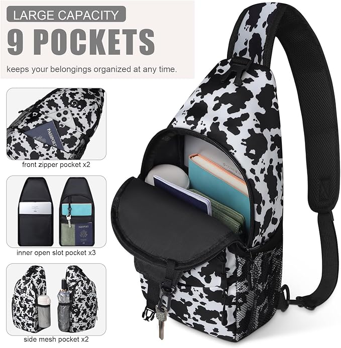 Crossbody Bags for Women Men Trendy Sling Bag Bakpack Casual Chest Bag with Convertible Shoulder