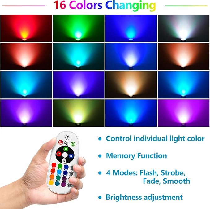 RGBW Color Changing Landscape Lighting,12V Low Voltage Landscape Lights Spotlights with Transformer