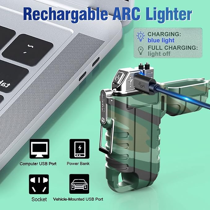 Waterproof Electric Lighter with 360°Flexible Long Neck, Outdoor Windproof Arc Lighter USB