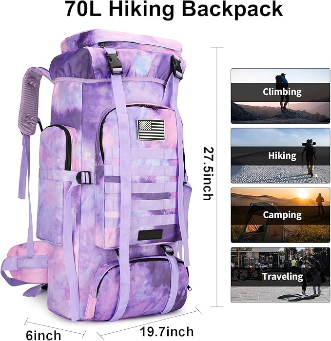 Hiking Backpack for Men 70L/100L Camping Backpack Military Rucksack Molle 3 Days Assault Pack for