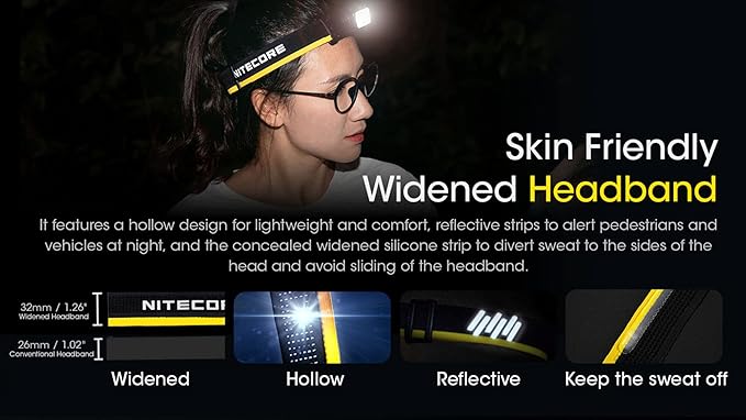 Nitecore NU43 Rechargeable Headlamp, 1400 lumens USB-C Bright Lightweight for Camping, Running, or