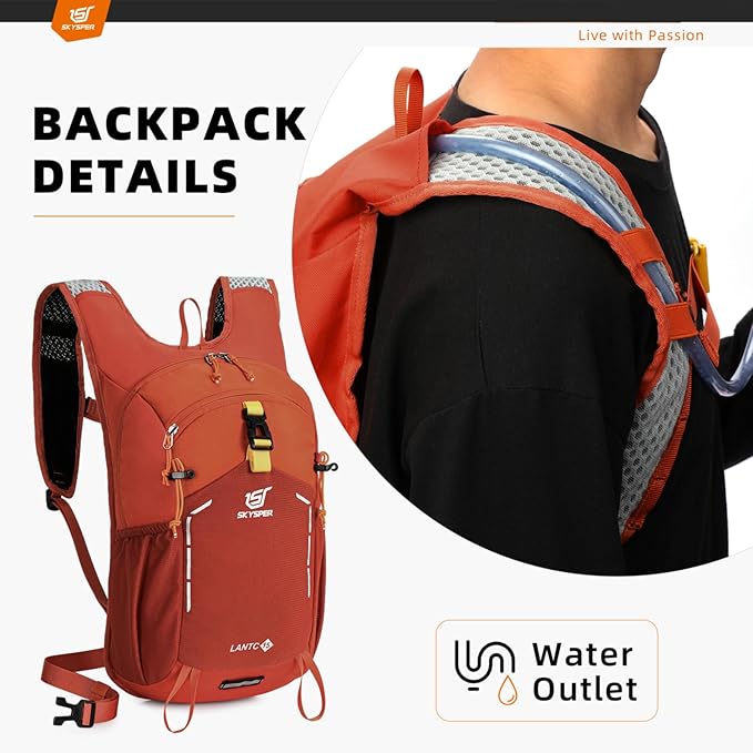 SKYSPER Small Hiking Backpack - 15L Travel Daypack Lightweight Bag Water Resistant Hiking Backpacks