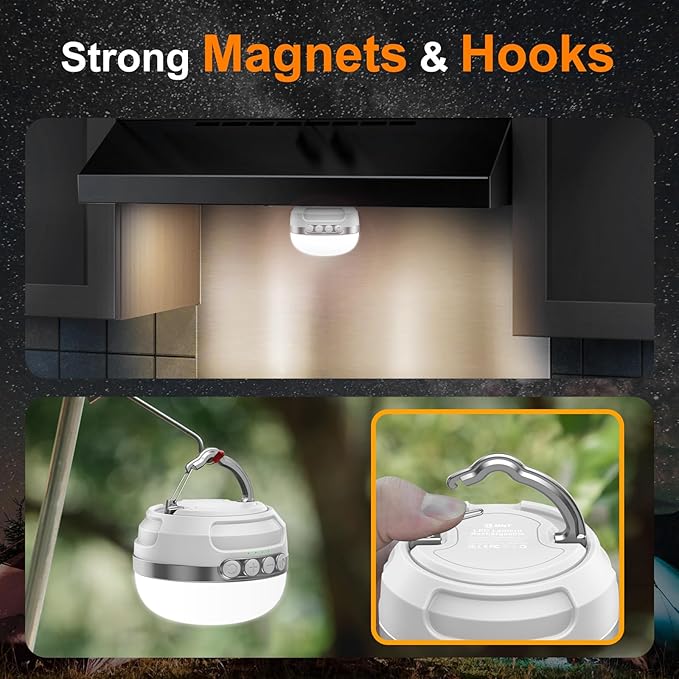 LED Camping Lantern Rechargeable 1400LM, Up to 420H Running Time Camping Tent RGB Light, 10400mAh