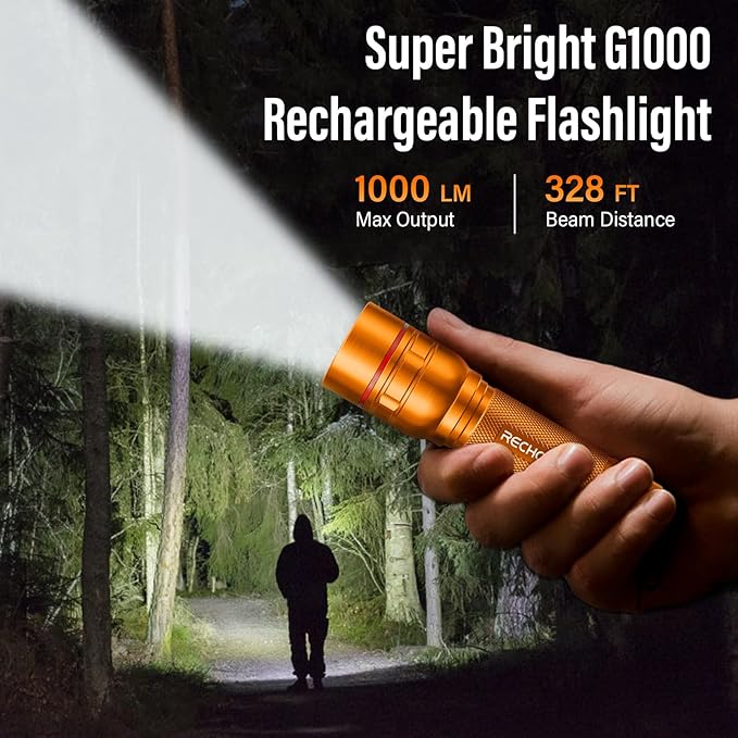 Rechargeable Flashlights High Lumens, G1000 Super Bright Flash Light 2 Pack, Small Zoomable LED