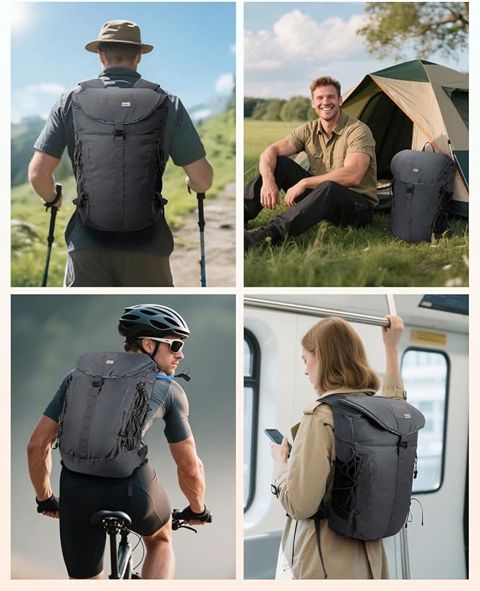 Blue Quartz Hiking Backpack 30L Lightweight Packable Backpack for Travel, Water Resistant Foldable