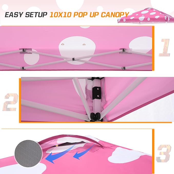 EAGLE PEAK Pop Up Canopy Tent with Wheeled Carry Bag, 8 Stakes, 4 Ropes, 4 Weight Bags, Easy Set Up