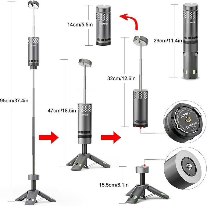Camping Lights Rechargeable, Detachable Camping Lantern with Stand, Telescopic Waterproof Camp