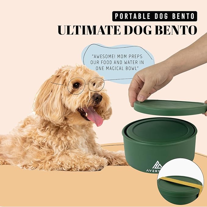 AVERYDAY 50 Oz Travel Dog Bowls with Lids, 2-in-1 Portable Pet Bowls for Food and Water, Leakproof