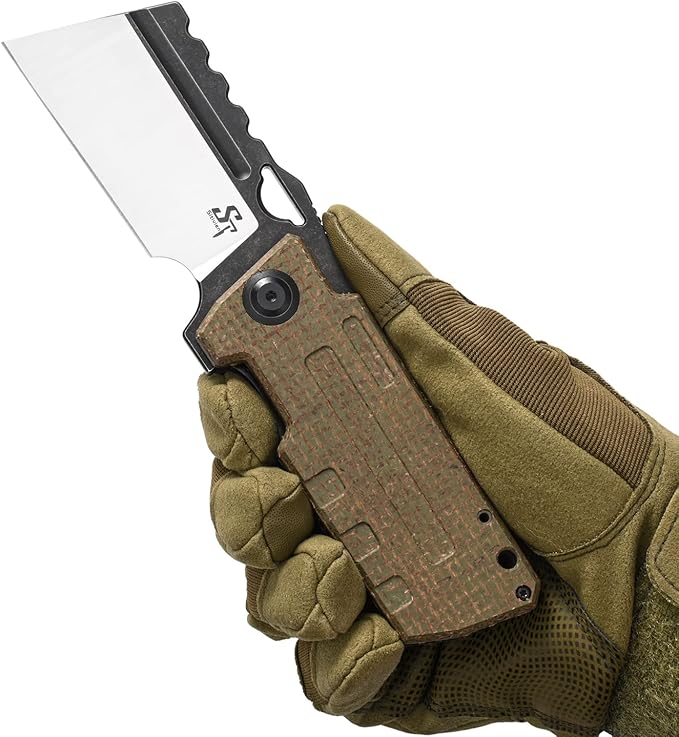 Sitivien ST155 Folding Knife,Sandvik 14C28N Steel Blade,Micarta Handle EDC Tool Knife Pocket Knife