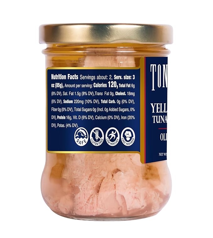 Tonnino Yellowfin Tuna Fish Premium - Olive Oil ??Pack of 6 ??Alternative to Salmon ??Protein