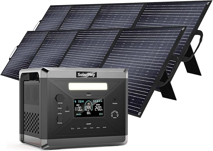 SolarPlay Q2501 2400W Portable Power Station, 2160Wh Large Capacity Solar Generator with 2x200W
