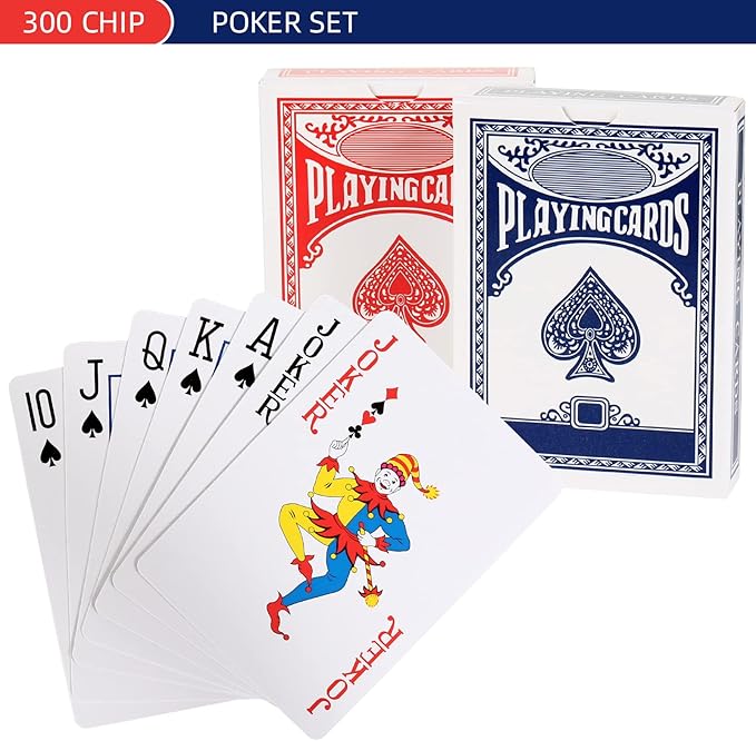 300Pcs Poker Chips Set for Texas Holdem,Blackjack,Professional Poker Kit with Aluminum Case,2 Decks