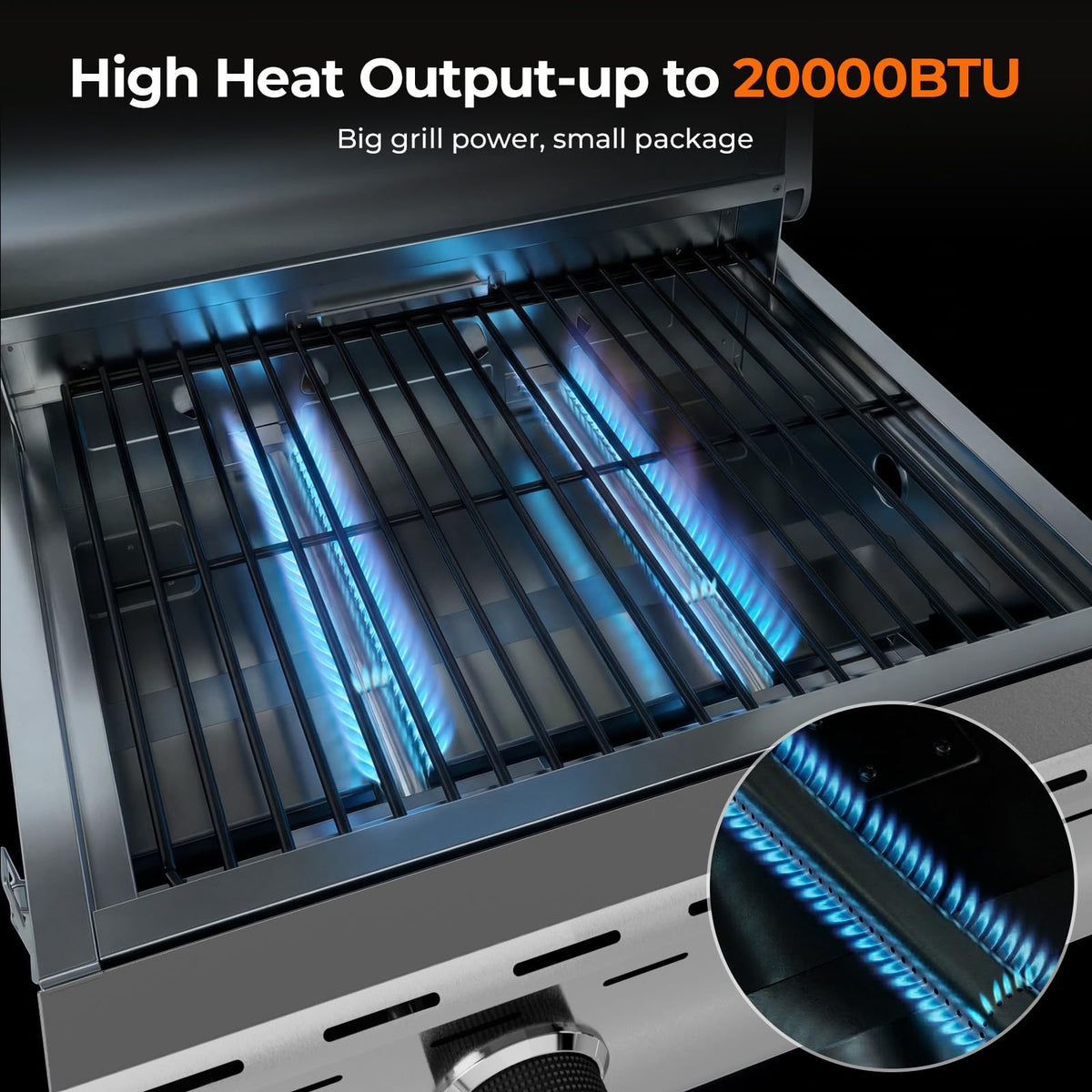 Electactic 20000 BTUs Portable Tabletop Gas Grill, 2 Burners Propane BBQ