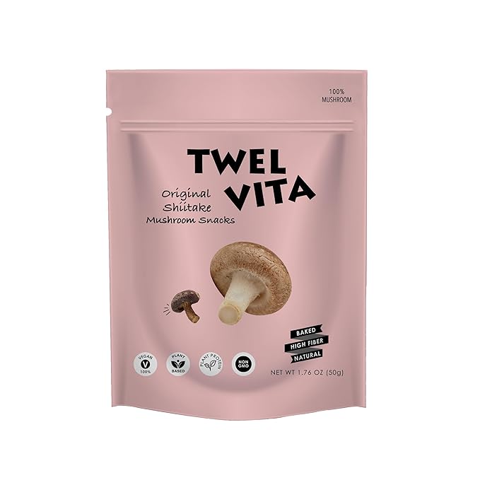 TwelVita Wholesome Baked Shiitake Mushroom Crisps, Vegan Snacks, Clean Label, Non-GMO, Gluten-Free