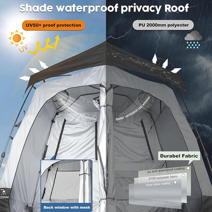 Camping Shower Tent Deluxe Changing Room Easy Set Up Privacy Shelter,Large Toilet Tent with Floor